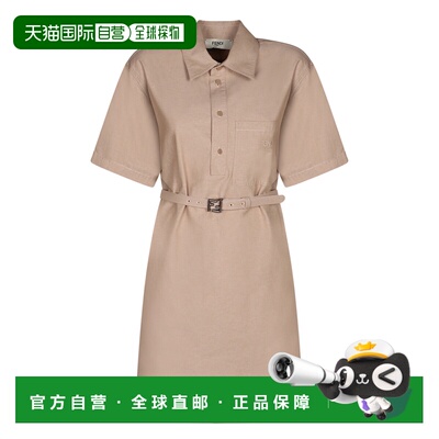 香港直邮FENDI 女士连衣裙 FLD560ASMCF1RX9 SS2025 卡其色