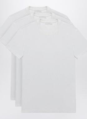 Prada 普拉达 男士 白色棉质T恤上衣(三件套) UJM49211CD