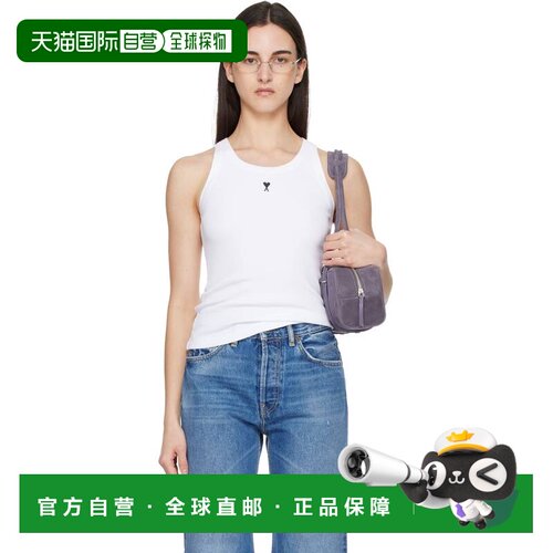1h可退 香港直邮Ami Paris 女士 白色 Cotton Ami de Coeur 背心