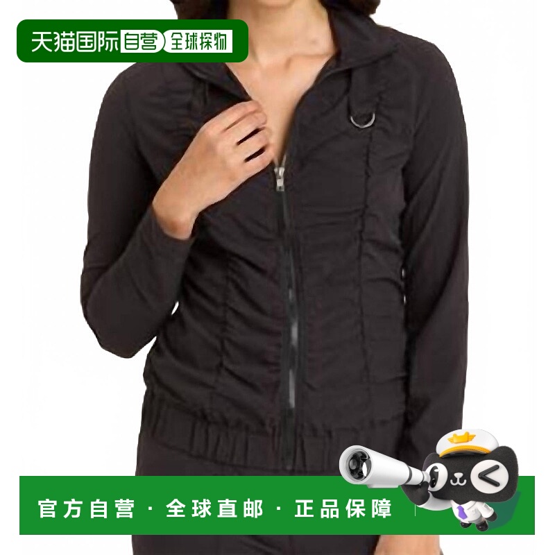 自营xcviMomentum Whisper Stretch Ruched Active Jacket In Bla