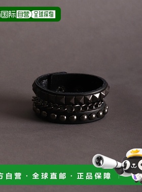 1h可退 日本直邮WESTSEA 男女同款本革镶钉手环 铁质主体 合金扣