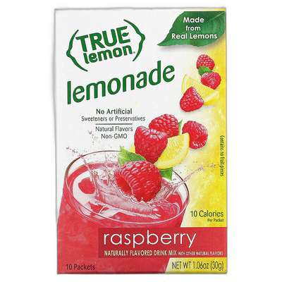 香港直邮True Citrus,真正的柠檬，树莓柠檬水味，10 包，每包 0.