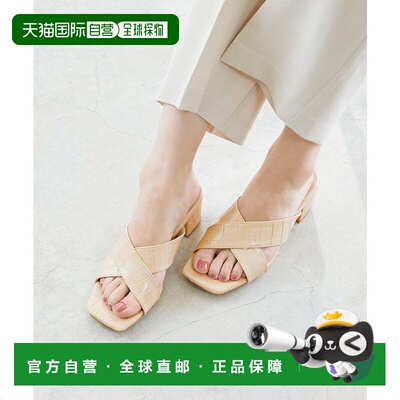 日本直邮Menue 方形包头交叉穆勒凉鞋防滑鞋 ME8623BW01880厚底