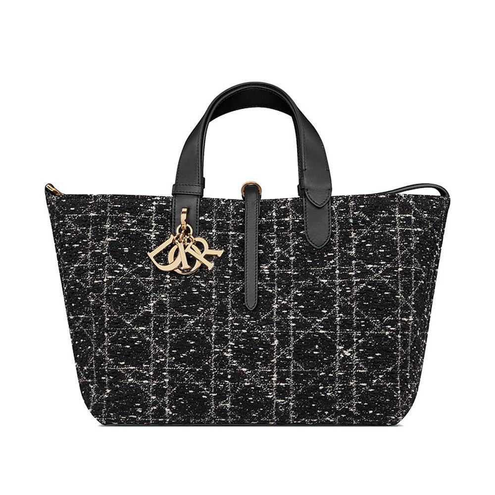 欧洲直邮DIOR/迪奥黑色粗花呢藤格纹中号Dior Toujours手提包