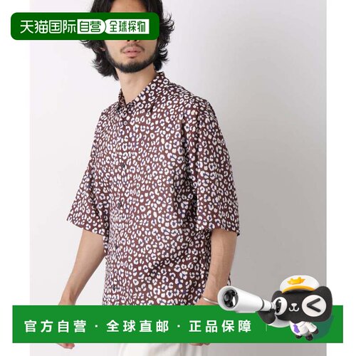 日本直邮NANO universe 豹纹方领常规领短袖衬衫 图案32