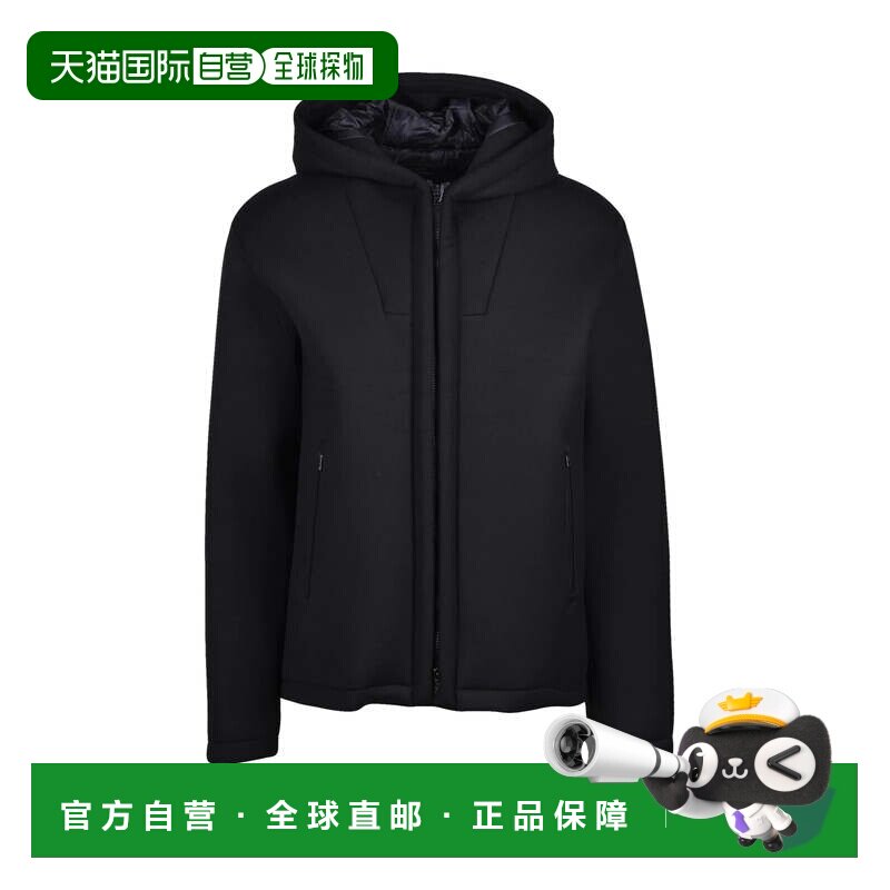 自营herno类似氯丁橡胶的黑色夹克，具有简约的设计和功能细节-黑图片