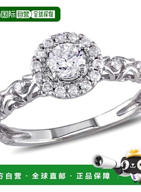 自营 Mimi & Max 1/2ct TW 光环钻石订婚戒指 14k 白金 - 白色 美