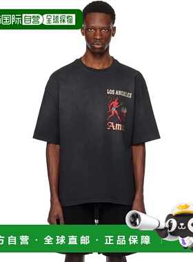 1h可退 香港直邮潮奢 AMIRI 男士 黑色 Crystal Sinners T 恤 AMJ