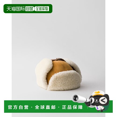 欧洲直邮PRADA (2025) 羊皮和绒面革短大褂帽子