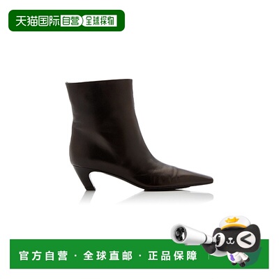 1h可退 香港直邮KHAITE 女士 Arizona 皮质短靴 black黑色 舒适时