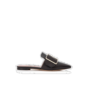 自营 Bally Hamelin 女士 6221172 黑色皮革搭扣穆勒鞋 - 多色 美