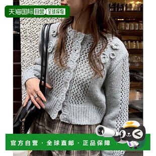 1h可退 日本直邮DOUBLE NAME 女装 针织开衫 透孔编织 花朵装饰 2