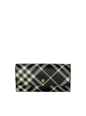 BURBERRY 女士钱包 80952691 SS2025 黑色 格纹长款钱包