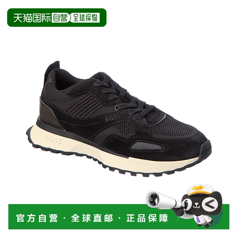 自营Hugo Boss乔纳皮革跑步鞋-黑色 男鞋美国直发奥莱