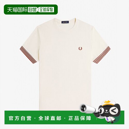日本直邮FRED PERRY M7707 男士条纹袖口短袖T恤