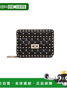 【99新未使用】香港直邮Valentino 黑色铆钉 SPIKE WOC UW0B0123N
