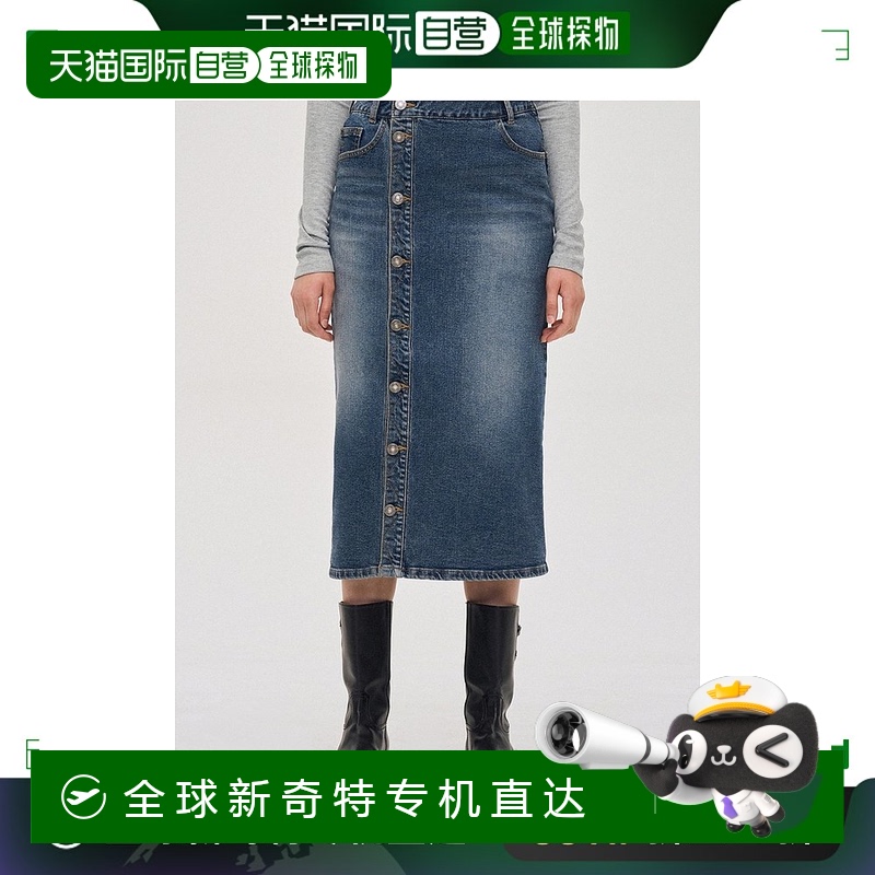 韩国直邮SJYP (PW2E8NSC750WBL) 纽扣直筒牛仔半身裙