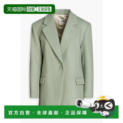 1小时内可退 香港直邮潮奢 Sandro 女士 羊毛混纺斜纹布西装外套