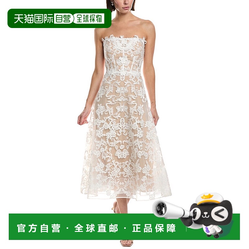 自营Marchesa Notte Midi Dress - white 美国奥莱直发