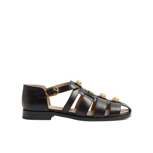 VALENTINO 女士凉鞋 WS0LS9DSH0NO SS2025 黑色 圆头平底凉鞋
