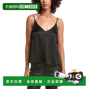 美国奥莱直发性感吊带 黑色 自营Bella Dahl锤纹丝绸混纺背心