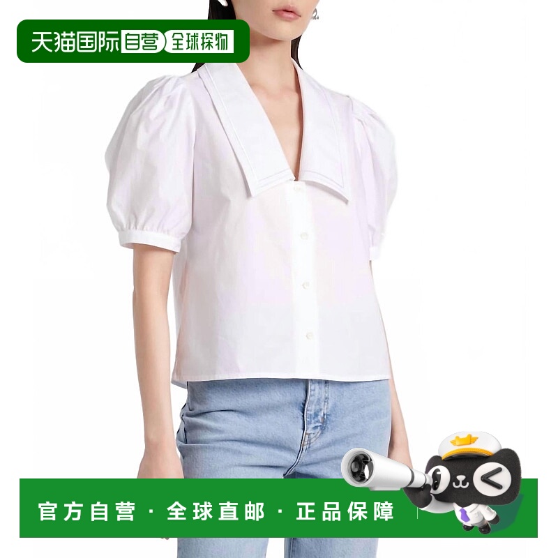 自营frameSailor Puff Sleeve Blouse In White - white 美国奥莱
