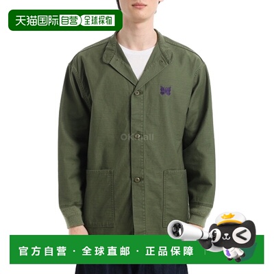韩国直邮NEEDLES 立领军衬衫后背棉缎-橄榄色 (QV146) 夹克服饰