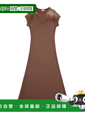 香港直邮DIESEL 女士连衣裙 A183900AGBA7FGA AW2025 深棕色 圆领