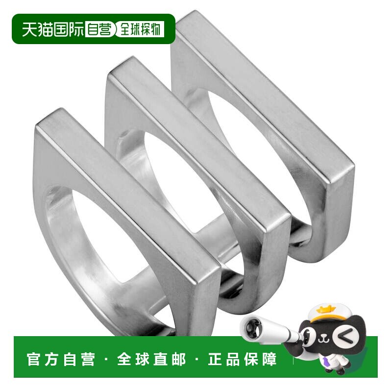 自营Georg Jensen Aria 银色扁平三环戒指 - 多色 美国奥莱直发