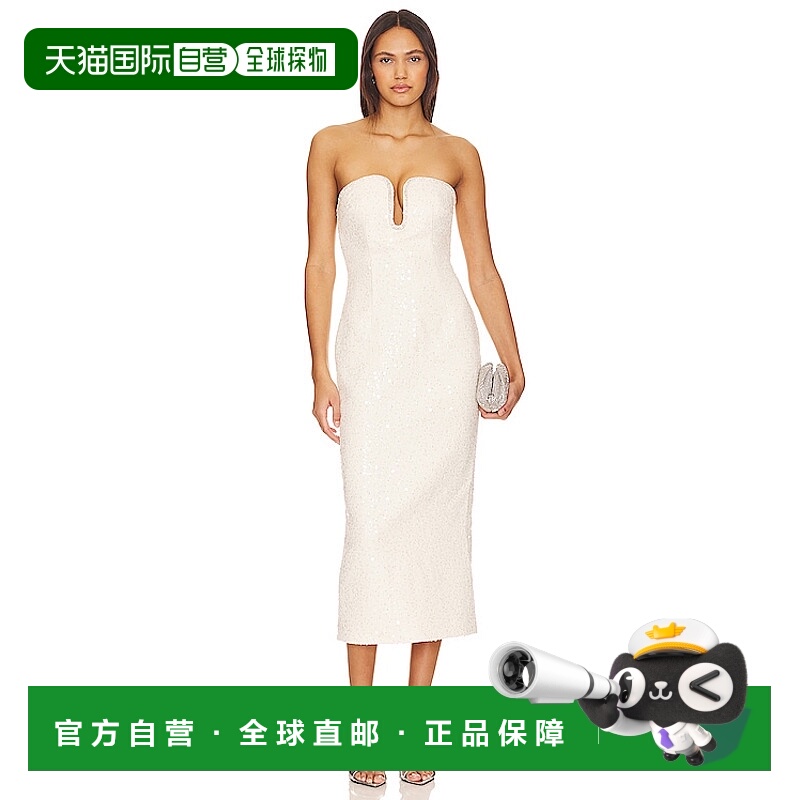 1h可退 香港直邮Self-Portrait 女士 珠片珠皮呢中长连衣裙 RS240