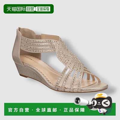 自营Charter Club Ginifur凉鞋女式米色系带坡跟ZPO3916-米色 美