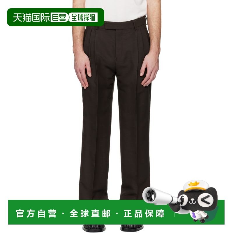 1h可退 香港直邮Salvatore Ferragamo 菲拉格慕 男士 棕色褶裥长,男装,休闲裤,淘宝优惠券,粉丝福利购,淘宝优惠卷
