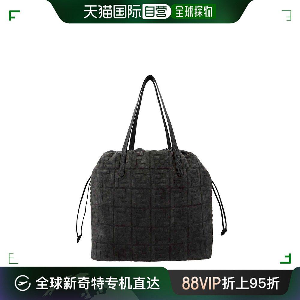 fendi 女士深灰色麂皮ff大号抽绳托特包手提包 7va550 ah