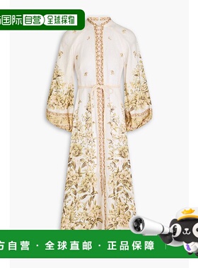 1h可退 香港直邮潮奢 ZIMMERMANN 女士 印花亚麻中长连衣裙 1084D