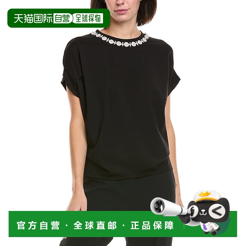 自营Gracia Pearl Work Round Neck Top - black 美国奥莱直发