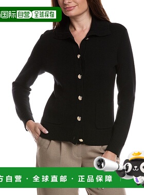 自营Bruno Magli Merino Wool Epaulet Sweater Jacket - black