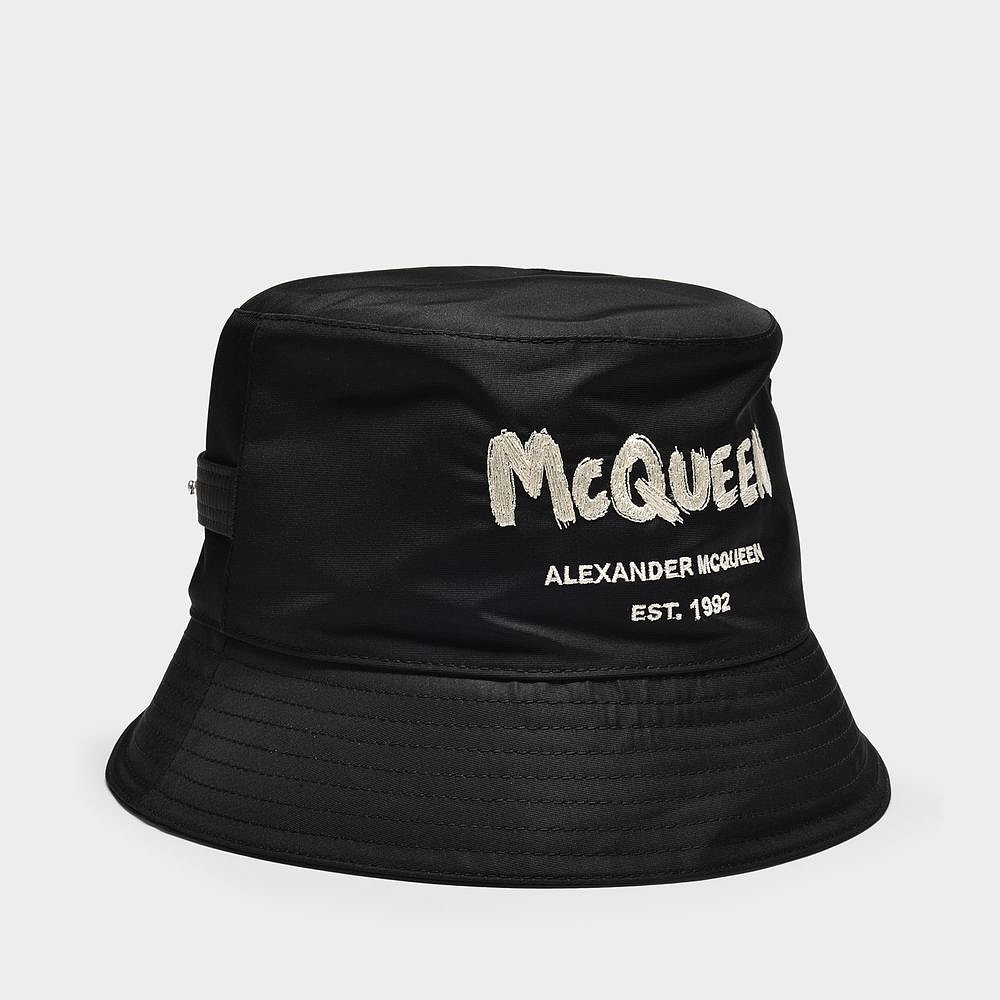 ALEXANDER MCQUEENMcQueen Graffiti Hat in Black Polyester 服饰配件/皮带/帽子/围巾 帽子 原图主图