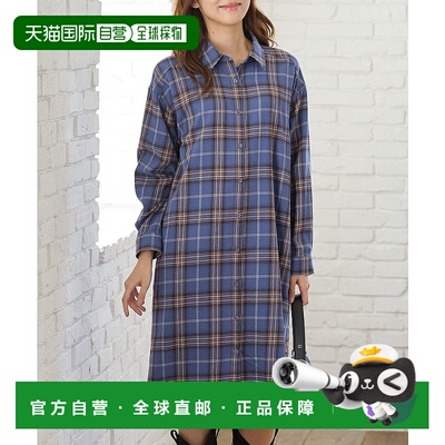 1h可退 日本直邮CINEMA CLUB 女装 复古格纹长袖衬衫连衣裙 侧边