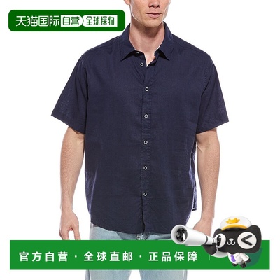 自营 Report Collection Linen-Blend Sport Shirt - blue 美国奥