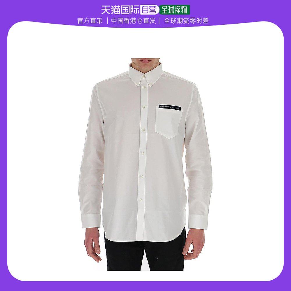 香港直邮givenchy 纪梵希 男士白色衬衫 bm60kz12ag 100