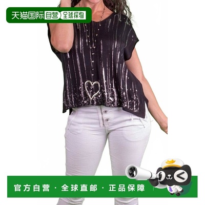 自营gigi modaOro Scoop Neck Cap Sleeve Knit Top In Black - b