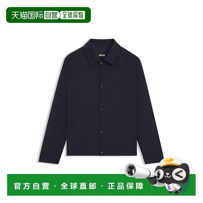 自营bossRelaxed-fit overshirt in a wool blend - dark blue 美