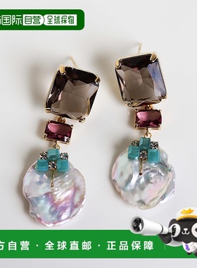 1h可退 日本直邮cui-cui彩色水晶珍珠耳环白色free850631cuicui