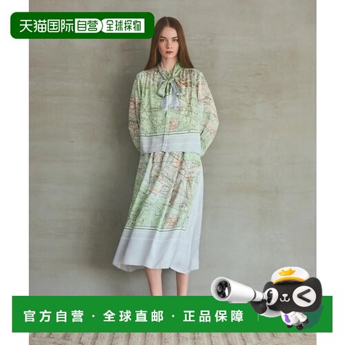 日本直邮GRACE CONTINENTAL 巴黎牛皮印花半身裙 灰色a字裙