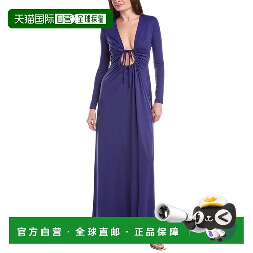 自营susana monaco Center聚拢领带连衣裙-蓝色 美国奥莱直发长裙