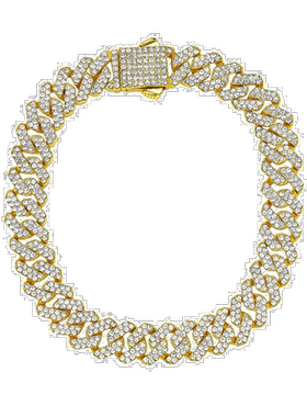 自营 adornia男式 10 毫米古巴边缘链，镶有 CZ 金 - 黄色 美国奥