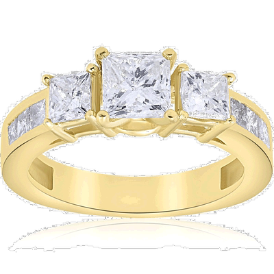 自营 pompeii3pompeii 32 1/2 克拉公主方形切割钻石订婚戒指 14k