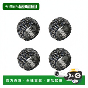 自营tiramisuMidnight Shimmer Beaded Napkin Rings (Set of 4)