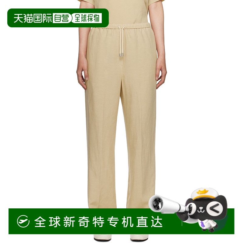 香港直邮潮奢 TOTÊME 女士 米色抽绳长裤 2332023亚麻