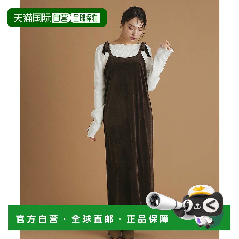 1h可退 日本直邮fifth 女士蝴蝶结设计天鹅绒连衣裙 ES24F0109